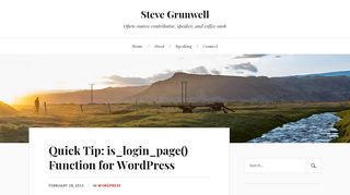 
                            11. Quick Tip: is_login_page() Function for WordPress | Steve Grunwell