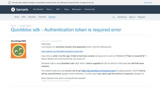 
                            12. Quickblox sdk - Authentication token is required error — Xamarin ...