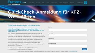 
                            1. QuickCheck-Anmeldung für KFZ-Werkstätten - Eurotax