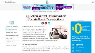 
                            13. Quicken Won't Download or Update Bank Transactions - The Balance