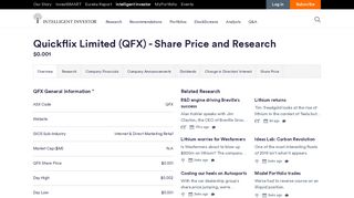 
                            10. Quickflix Limited (ASX:QFX) - Shares, Dividends & News - InvestSMART