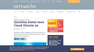 
                            11. Quickline bietet neue Cloud-Dienste an | Netzwoche