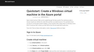 
                            11. Quickstart - Create a Windows VM in the Azure portal | Microsoft Docs