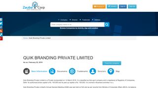 
                            1. QUIK BRANDING PRIVATE LIMITED - Company, directors and contact ...