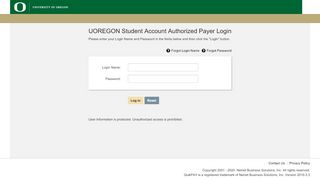 
                            2. QuikPAY(R) UOREGON Student Account Authorized Payer Login