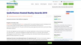 
                            8. QuikrHomes Hosted Realty Awards 2019 - Business Wire India