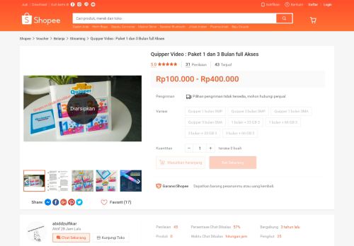 
                            13. Quipper Video : Paket 1 dan 3 Bulan full Akses | Shopee Indonesia