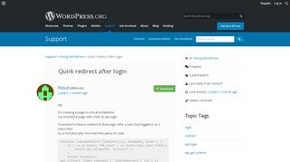 
                            9. Quirk redirect after login | WordPress.org