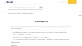 
                            11. Quiz Limitations – Edmodo Help Center