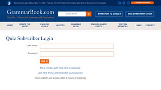 
                            11. Quiz Subscriber Login - The Blue Book of Grammar and Punctuation