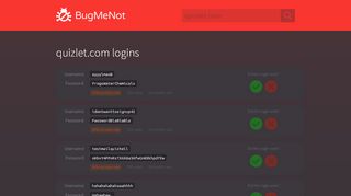 
                            10. quizlet.com passwords - BugMeNot