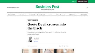 
                            5. Quote Devil crosses into the black | BusinessPost.ie