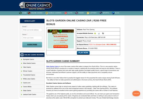 
                            6. R200 Free No Deposit Bonus | Slots Garden Casino ZAR
