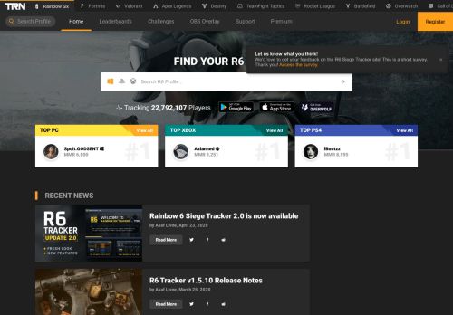 
                            9. R6Tracker - Rainbow Six Siege Stats, Leaderboards, & More!