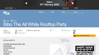 
                            6. RA: Bibo The All White Rooftop Party at TBA - London, London (2018)
