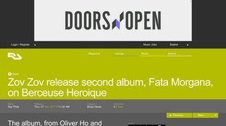 
                            4. RA News: Zov Zov release second album, Fata Morgana, on Berceuse ...