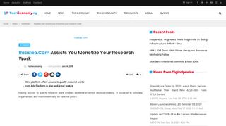 
                            5. Raadaa.com assists you monetize your research work - TechEconomy ...