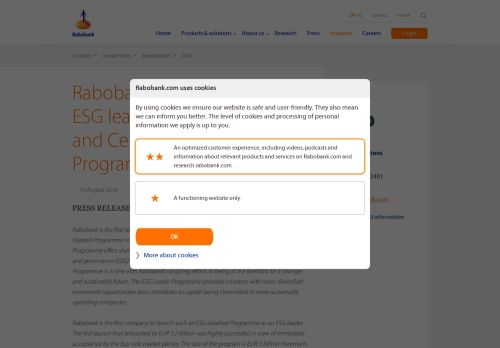 
                            11. Rabobank Launches First Ever ESG leader Commercial Paper and ...