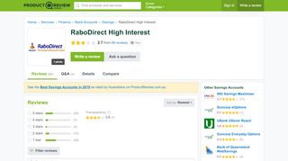 
                            9. RaboDirect High Interest Reviews - ProductReview.com.au