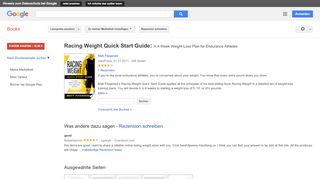 
                            9. Racing Weight Quick Start Guide: A 4-Week Weight-Loss Plan for ... - Google Books-Ergebnisseite