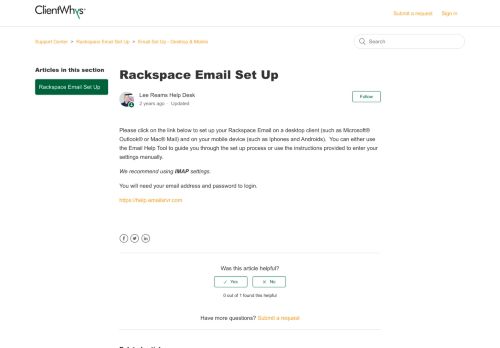 
                            11. Rackspace Email: Mobile – Support Center