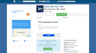 
                            11. Rádio BH 102.1 FM - Belo Horizonte / MG - Brasil | Radios.com.br