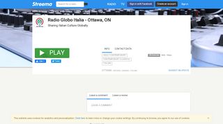 
                            11. Radio Globo Italia - Ottawa, ON - Listen Online - Streema