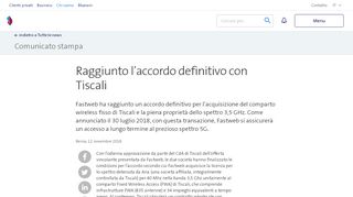 
                            13. Raggiunto l'accordo definitivo con Tiscali | Swisscom