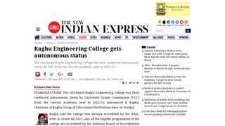 
                            11. Raghu engg college gets autonomous status- The New Indian Express