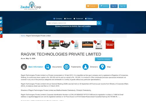 
                            8. RAGVIK TECHNOLOGIES PRIVATE LIMITED - Company, directors ...