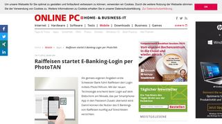 
                            8. Raiffeisen startet E-Banking-Login per PhotoTAN - onlinepc.ch