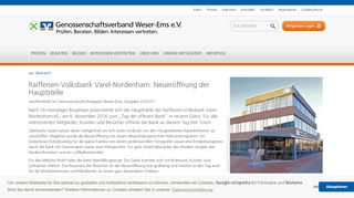 
                            8. Raiffeisen-Volksbank Varel-Nordenham: Neueröffnung der Hauptstelle