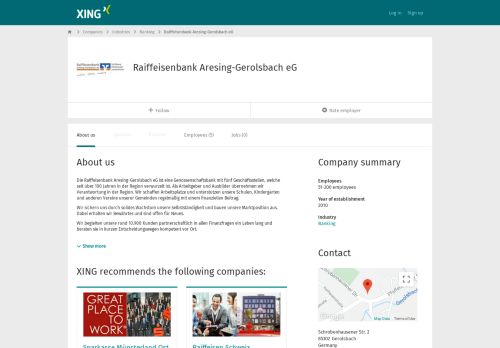 
                            13. Raiffeisenbank Aresing-Gerolsbach eG als Arbeitgeber | XING ...