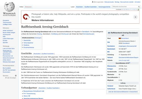 
                            8. Raiffeisenbank Aresing-Gerolsbach – Wikipedia