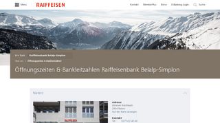 
                            3. Raiffeisenbank Belalp-Simplon: Öffnungszeiten & Bankleitzahlen