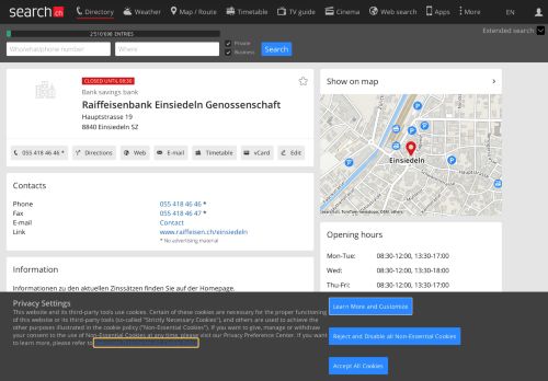 
                            6. Raiffeisenbank Einsiedeln Genossenschaft - search.ch
