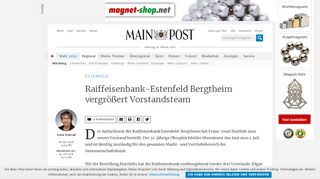
                            11. Raiffeisenbank-Estenfeld Bergtheim vergrößert Vorstandsteam - Main ...