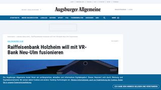 
                            11. Raiffeisenbank Holzheim will mit VR-Bank Neu-Ulm fusionieren