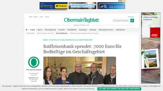 
                            9. Raiffeisenbank spendet: 7000 Euro für Bedürftige im Geschäftsgebiet ...