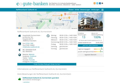 
                            8. Raiffeisenbank Südhardt eG: Bewertungen, Öffnungszeiten, Artikel ...