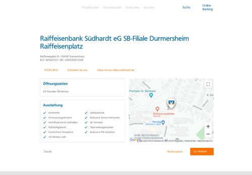 
                            10. Raiffeisenbank Südhardt eG SB-Filiale Durmersheim Raiffeisenplatz ...