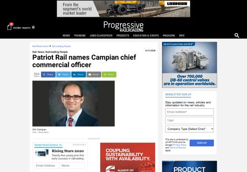 
                            8. Rail News - Patriot Rail names Campian chief commercial officer. For ...