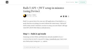 
                            3. Rails 5 API + JWT setup in minutes (using Devise) – Adam Mazur ...
