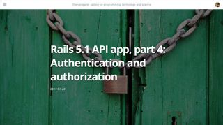 
                            8. Rails 5.1 API app, part 4: Authentication and authorization