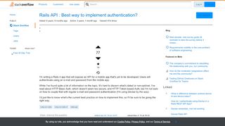 
                            12. Rails API : Best way to implement authentication? - Stack Overflow
