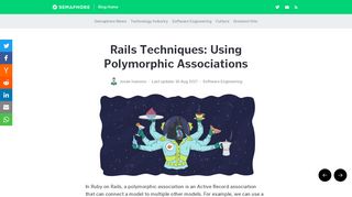 
                            1. Rails Techniques: Using Polymorphic Associations - Semaphore