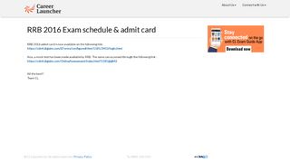 
                            5. Railway Recruitment 2016, RRB Exam Schedule & Admit Card