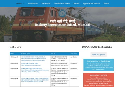 
                            4. Railway Recruitment Board, Mumbai :: Result - RRB Mumbai