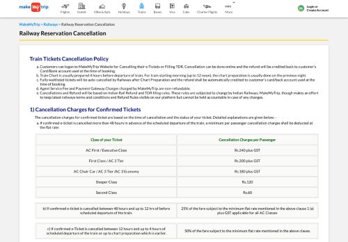 
                            6. Railway Reservation Cancellation - MakeMyTrip