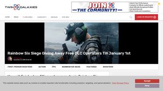 
                            13. Rainbow Six Siege Giving Away Free DLC Operators Till January 1st